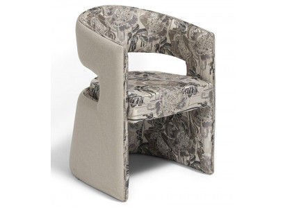 Stuhl Design Modern Grau Stoff Floral Ausdrucksstark Komfort Fokus