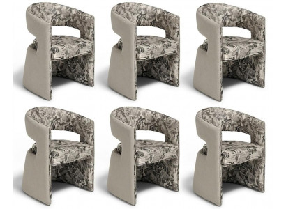 Stuhlgruppe Design Modern Grau Stoff Floral Komfortabel Stabil Edel