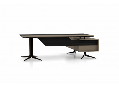 Premium Design Schreibtisch Eck Büro Beige Minimal Stauraum