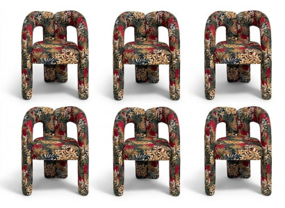 Stuhl Gruppe Design Tropisch Stoff Bunt Skulptural Monolithisch Stil