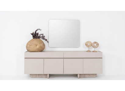 Kommode mit Spiegel Modern Beige Minimalistisch Design Sideboard
