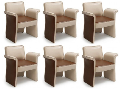 Stuhlgruppe Beige Braun Kunstleder Modern Ausdrucksstark Exklusiv