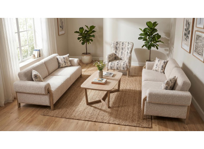 Stilvolles Wohnzimmer Set 3+3+1 Sitzer Modernes Design Komfort Luxus