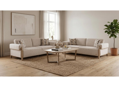 Modernes Wohnzimmer-Set mit 3+3-Sitzer und elegantem Couchtisch