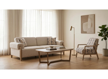 Sofa Set 3+1 mit Couchtisch Beige Bouclé Modern Design Garnitur