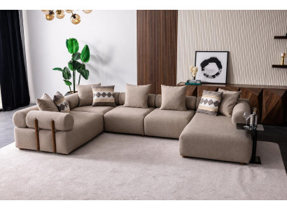 Eleganter Hellbraunes Ecksofa Designer L-Form Polstercouch Sofa