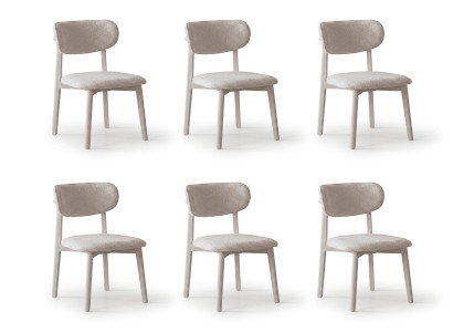 Stuhl Set Skandi Polsterstuhl Beige Bouclé Modern Esszimmerstuhl