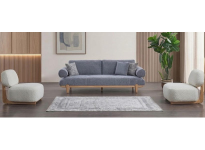 Sofa Set Sofa Sessel weich bequem schön modern weiß blau
