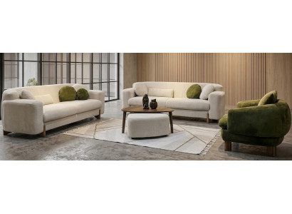 Sofa Set Sofa Sessel weich bequem schön modern weiß grün