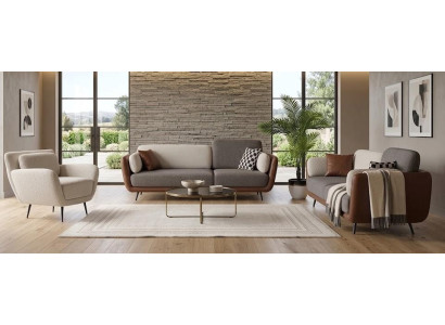 Sofa Set Sofa Sessel weich bequem schön modern weiß Grau