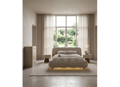 Schlafzimmer Set Bett Nachttisch Kommode Modern Beige Design Edel Stil