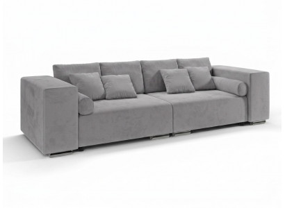 Graues 5-Sitzer-Sofa aus Stoff mit Schlaffunktion großes Schlafsofa Wohnzimmer