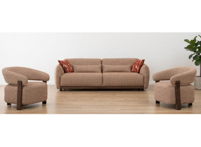 Sofa Set Sofa Sessel weich bequem schön modern braun