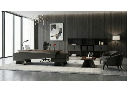 Luxus Büro Set Schreibtisch Bücherregal Couchtisch modern Design