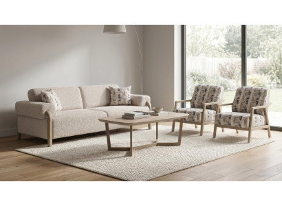Komfortables Wohnzimmer-Set mit 3+1+1-Sitzer und Couchtisch