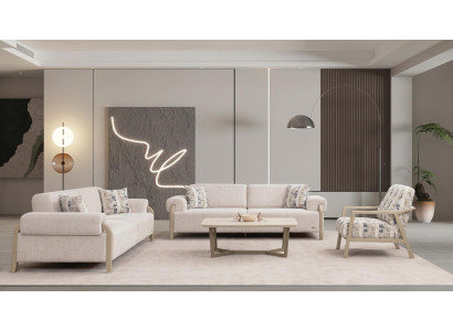 Komfortables Wohnzimmer Set 3+3+1 Sitzer Eleganter Couchtisch Luxus