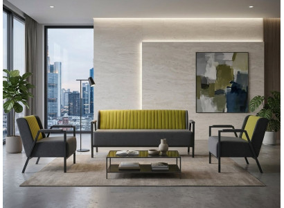 Sofa modern olivgrün grau elegant Leder vielseitig Metall