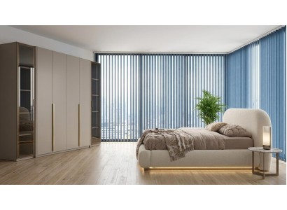 Schlafzimmer Set Bett Schrank Modern Beige Funktional Schlicht Hell