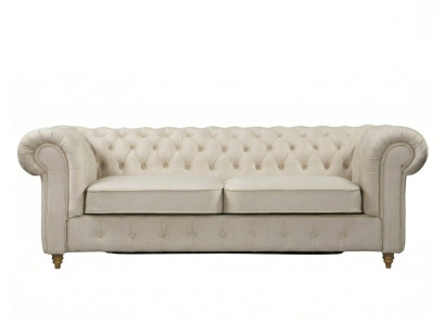 Beiges 2,5-Sitzer-Schlafsofa Ausziehsofa  Chesterfield Wohnzimmermöbel