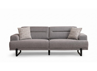 3 Sitzer Sofa Grau Stoff Modern Metallbeine Wohnzimmer Design