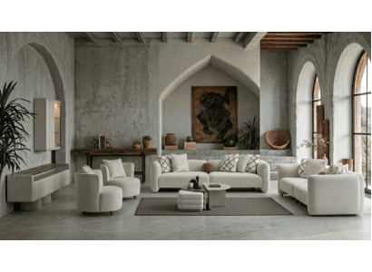 Beiges Wohnzimmer-Set 4-Sitzer-Modulsofa 3-Sitzer-sofa Sessel TV-Möbel