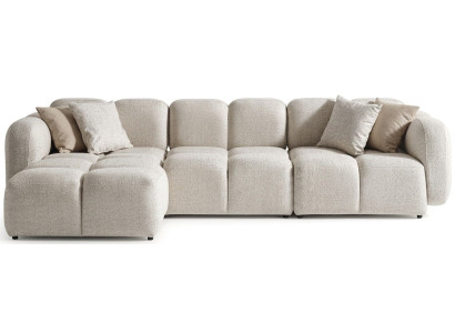Ecksofa L Form Beige Stoffbezug Modern Wohnzimmer komfortabel