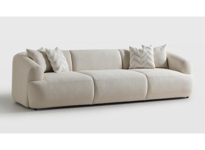 3 Sitzer Sofa Beige Stoffbezug Wohnzimmer Stil Modern komfortabel