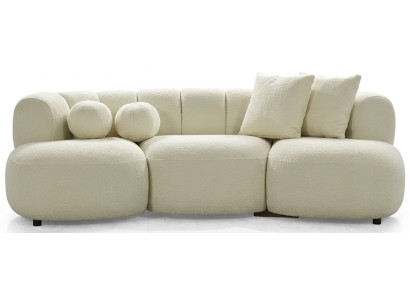 3-Sitzer Sofa Beige Stoffbezug Stil Modern praktisch Wohnzimmer