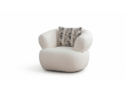 Sessel Modern Beige Bouclé Armchair Soft Lounge Design Sofa Chair