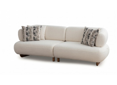 3-Sitzer Sofa Modern Beige Bouclé Holz Design Couch