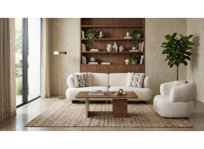 Sofa Set 3+1 Modern Beige Bouclé Sitzer Couch Garnitur convenient