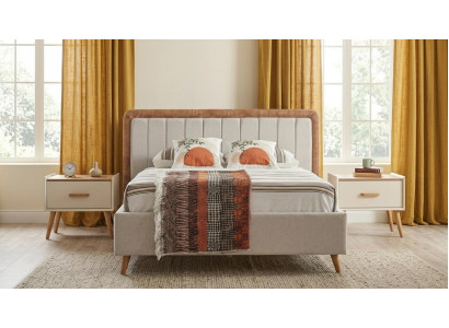 Schlafzimmer Set Bettgestell 2х Nachttische Modern Beige Skandinavisch
