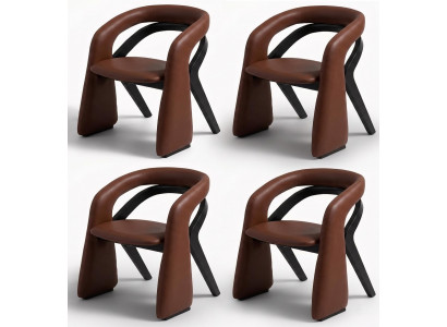 Stühle Modernes Design Braun Leder Holz Schwarz Zeitlos Hochwertig