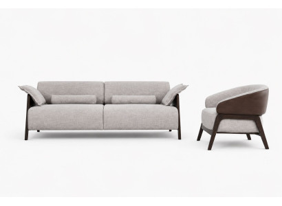 3 Sitzer Sofa Sessel Grau Stil Modern bequem Wohnzimmer