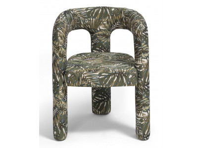 Stuhl Tropisches Design Gruen Stoffmuster Skulptural Komfort Modern