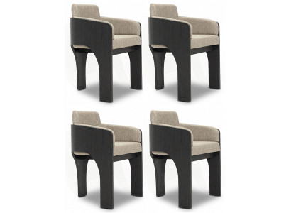 Stühle Design Beige Stoff Holz Schwarz Harmonisch Charaktervoll Stil