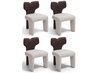 Stühle Design Braun Leder Beige Stoff Exklusiv Charaktervoll Stil