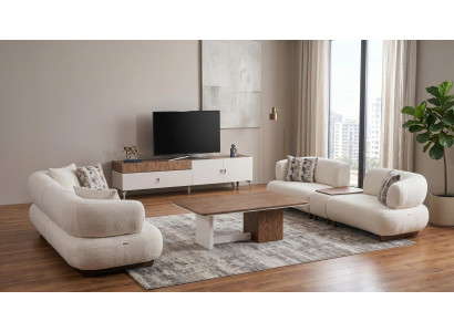 Couchgarnitur 4+3 Modern Beige Gemütlich Sofa Wohnzimmer