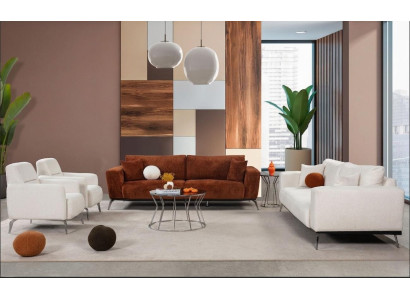Stilvolles Sofa Set Designer Polstercouchen Stoffsofas 2x Sessel