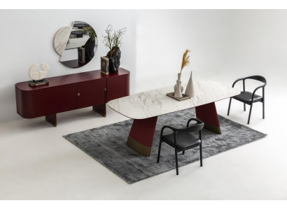 Stilvolles rot-schwarzes Wohnzimmer set Esstisch Stühle Sideboard Modern
