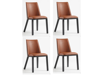 Exquisiter Esszimmerstühle 4er Set Braun Zweifarbig Leder Modern