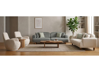Sofa Sessel Beige Wohnzimmer modern bequem komfortabel praktisch