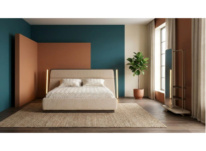 Bett Spiegel Schlafzimmer Stil modern beige bequem komfortabel
