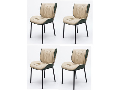Moderne Esszimmerstühle 4er Set Kunstleder Beige Gepolsterter