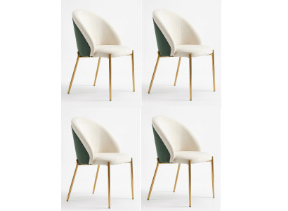 Noblesse Esszimmerstühle 4er Set Weiß Samtstuhl Gold Optik