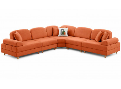 Großes Ecksofa Stoff orange bequem modern Sofa für Wohnzimmer L Form Design