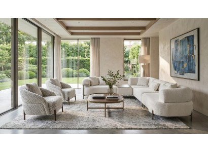 Couchgarnitur Moderner Stil Beige Mittlere Härte Material Stoff Holz