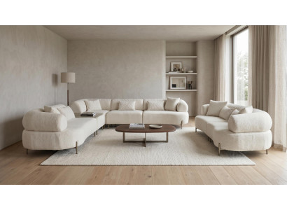 Couchgarnitur Moderner Stil Beige Mittlere Härte Stoff Holz