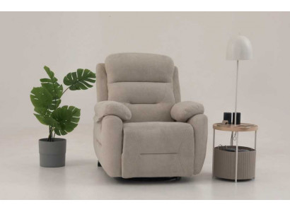 Komfort Relaxsessel Beige mit ausklappbarer Fußstütze Design
