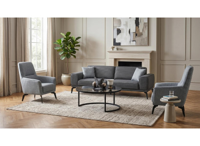 Sofa set 3-Sitzer Sofa Stühle(2x) Couchtisch Modern Grau Anthrazit Stilvol